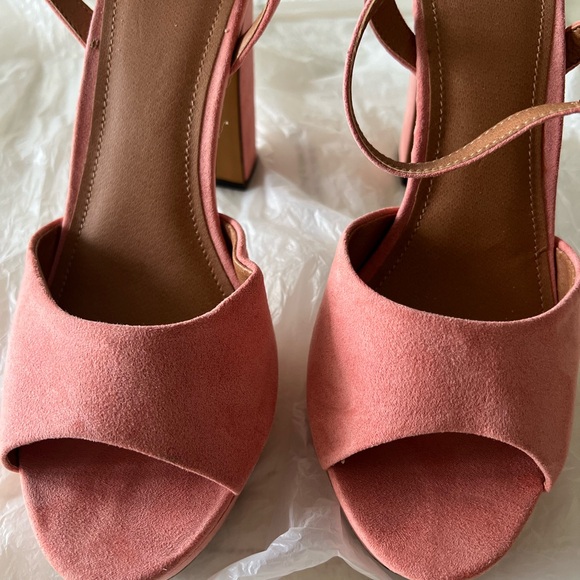 H&M  ankle strap  platform pumps ( platform sandals ) in brushed salmon pink - Picture 2 of 7
